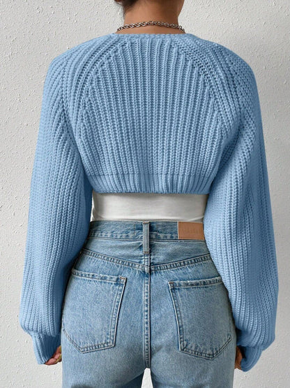 Women Ribbed Crop Cardigan