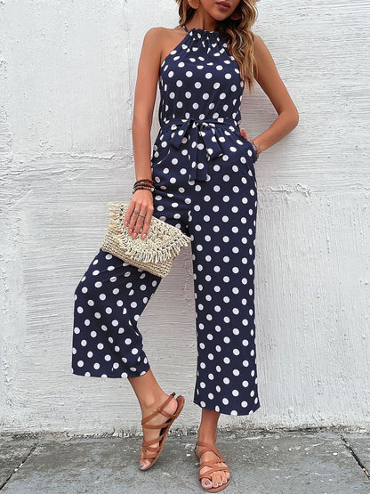 Modal Halter Neck Printed Culotte Jumpsuit