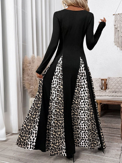 Women's Black Animal Print Maxi Dress
