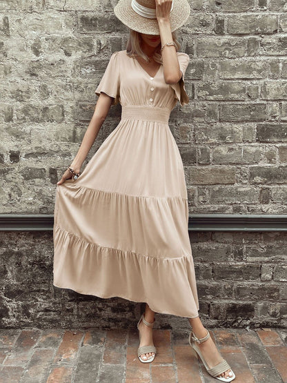 Flared Sleeve A-Line Midi Dress