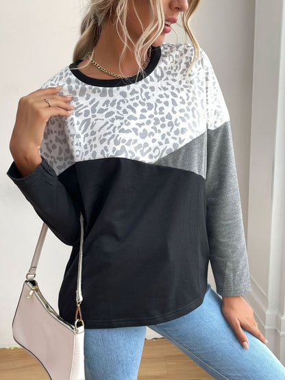 Colourblocked Sweatshirt in Multicolor Cotton Long Sleeve - Nowi Korean Fashion
