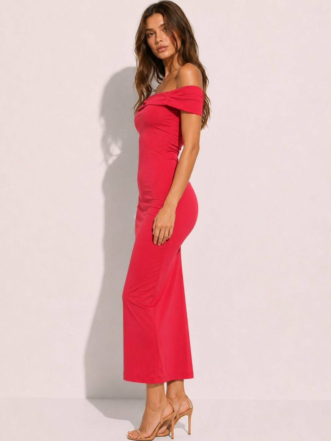 Off-Shoulder Bodycon Midi Dress