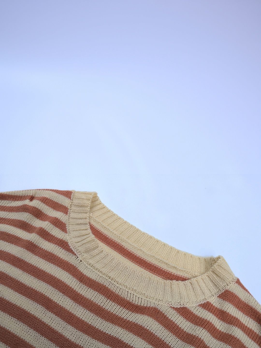 Women's Beige Nowi Women Striped Crop Pullover