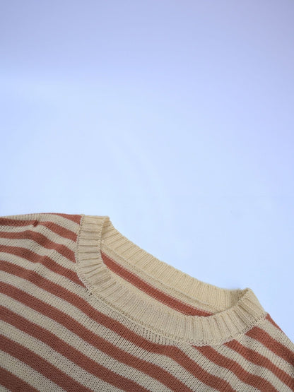 Women's Beige Nowi Women Striped Crop Pullover