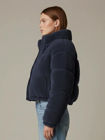 NOWI Women Woollen Crop Open Front Jacket