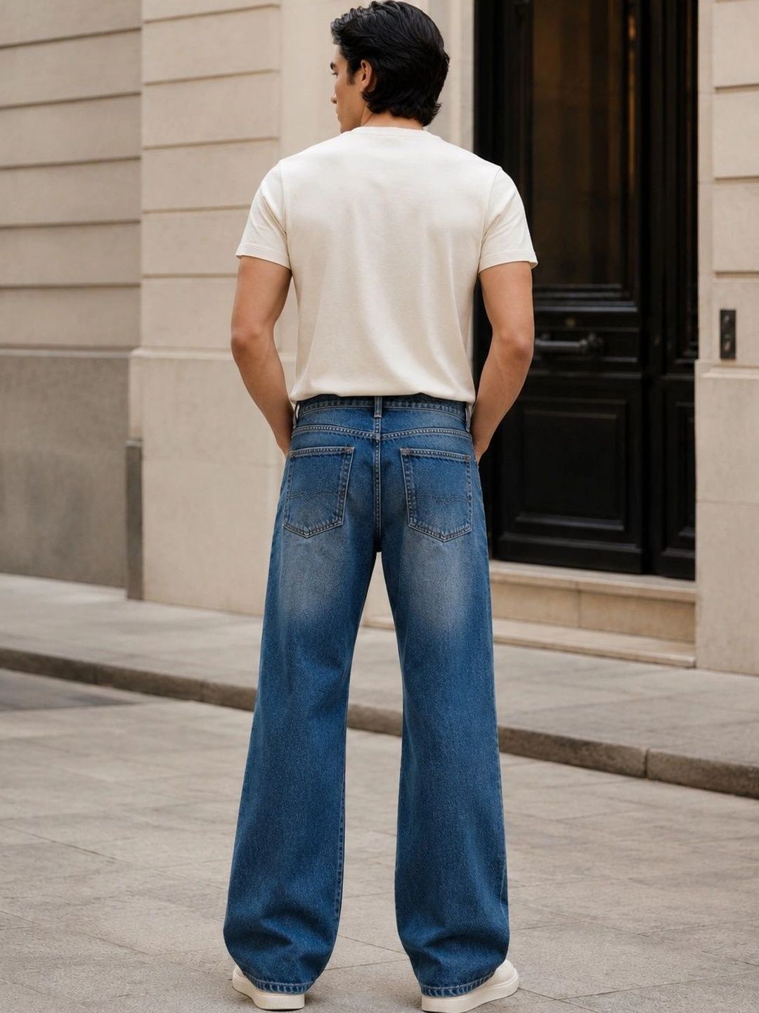 Men Bootcut Mid-Rise Low Distress Light Fade Jeans