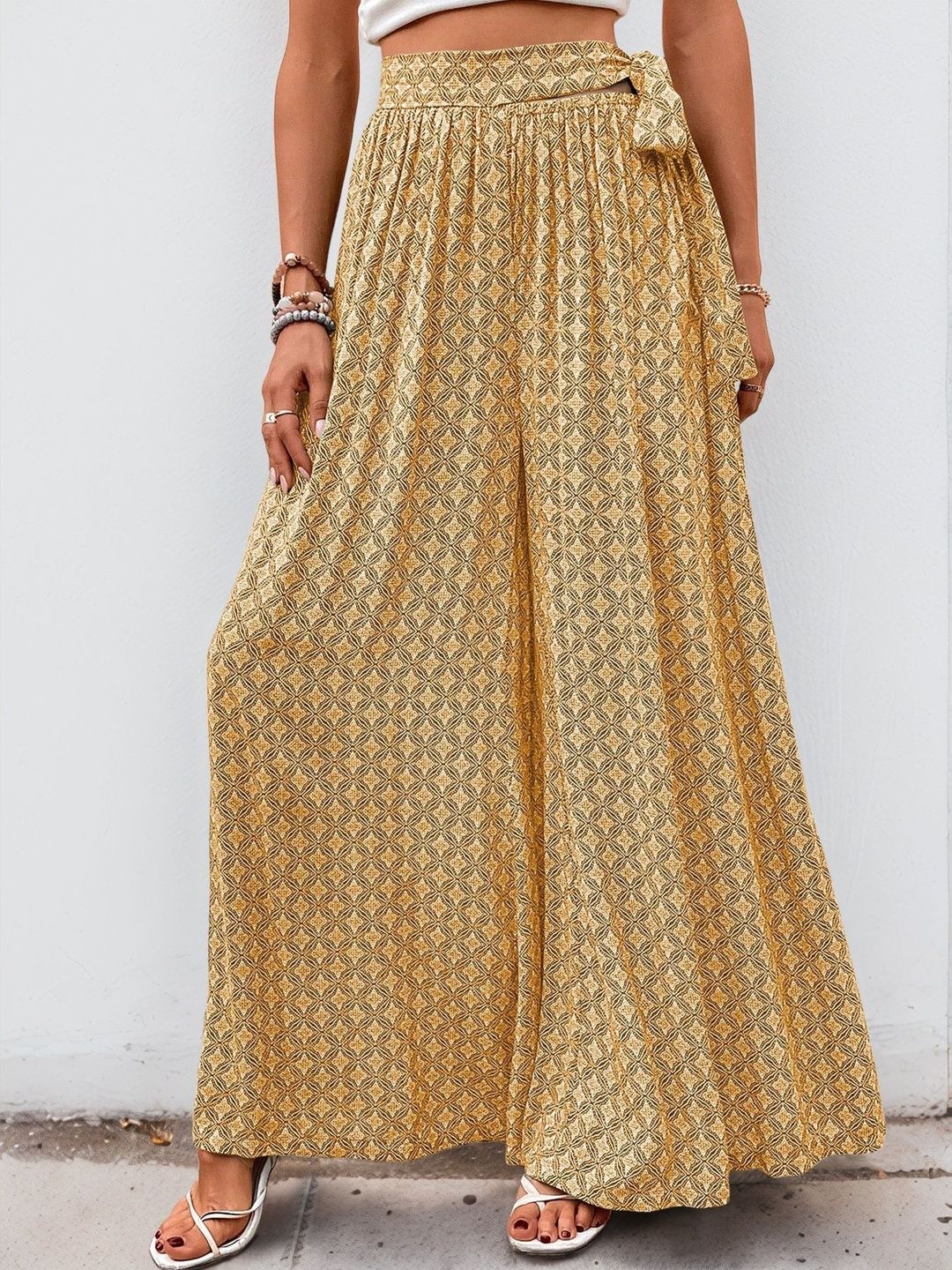 Women Printed High-Rise Non Iron Trousers