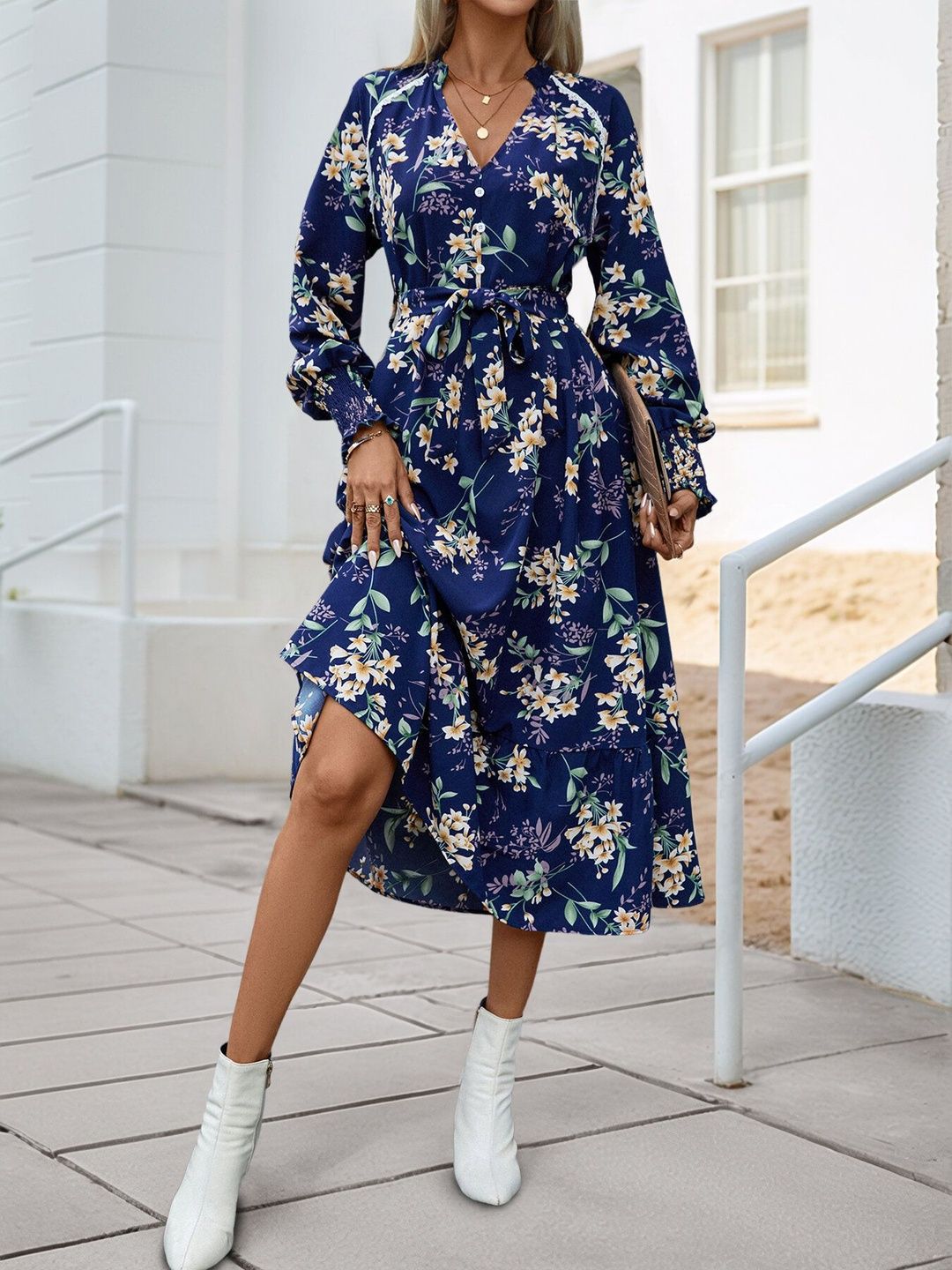 Women's Nowi Floral Print Fit & Flare Midi Dress