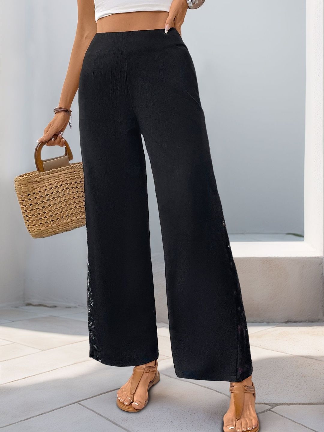 Women Flared High-Rise Non Iron Trousers
