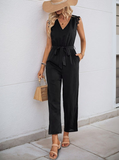 Basic Jumpsuit in Black polyester Style 72 - Nowi Korean Fashion