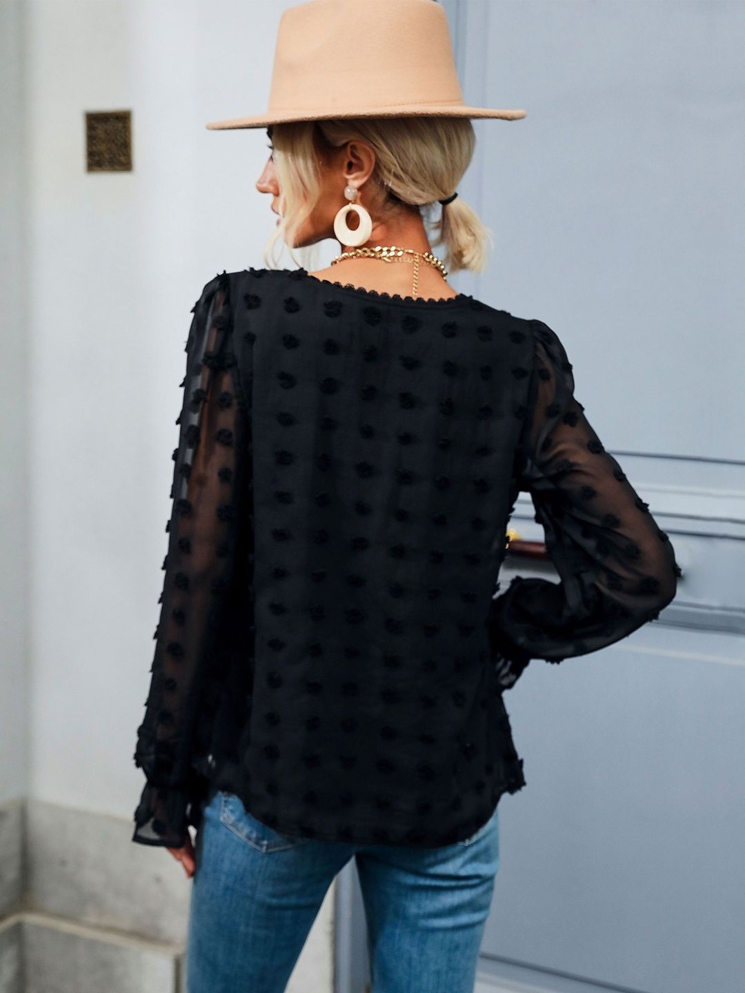 Women's Black Top Blend Printed Regular Fit