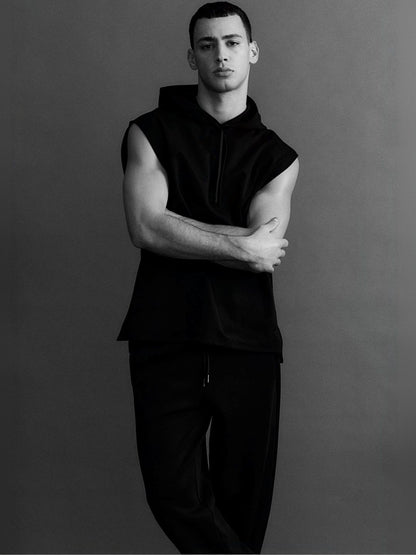 Straight Fit Trousers in Black polyester - Nowi Korean Fashion
