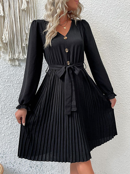 Women's Black Fit & Flare Dress Blend Printed