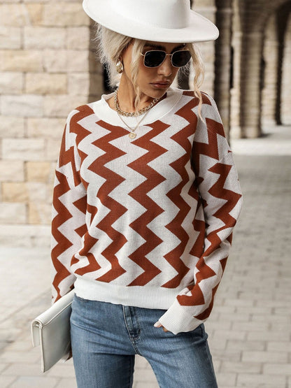 Women's White Printed Cotton Pullover Sweaters