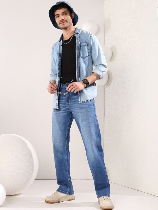 Men Regular Fit Mid-Rise Light Fade Jeans