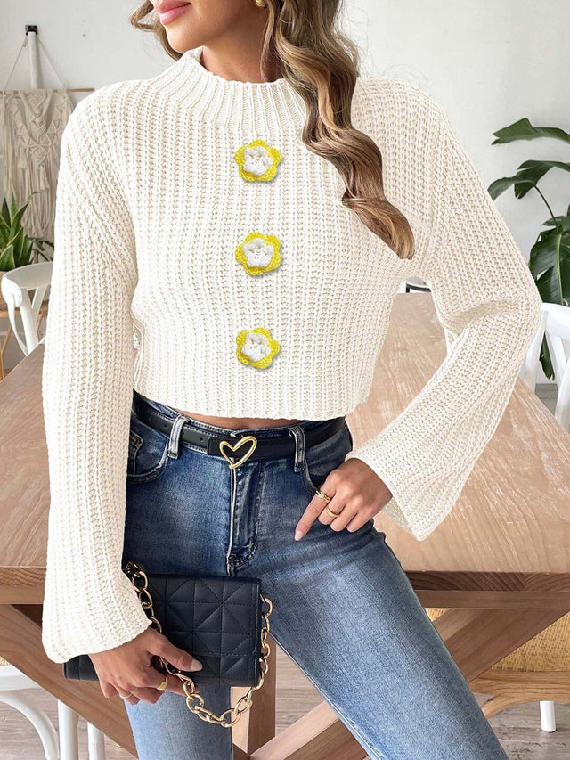 Cable Knit Pullover in White acrylic Style 525 - Nowi Korean Fashion
