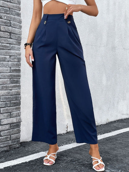 Women High-Rise Non Iron Pleated Trousers