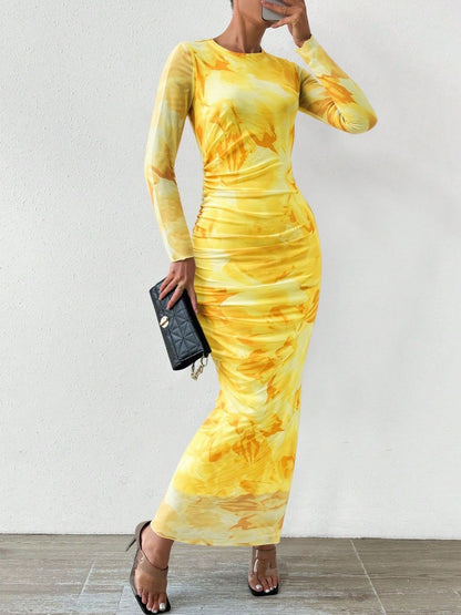 NOWI Floral Print Bodycon Maxi Dress