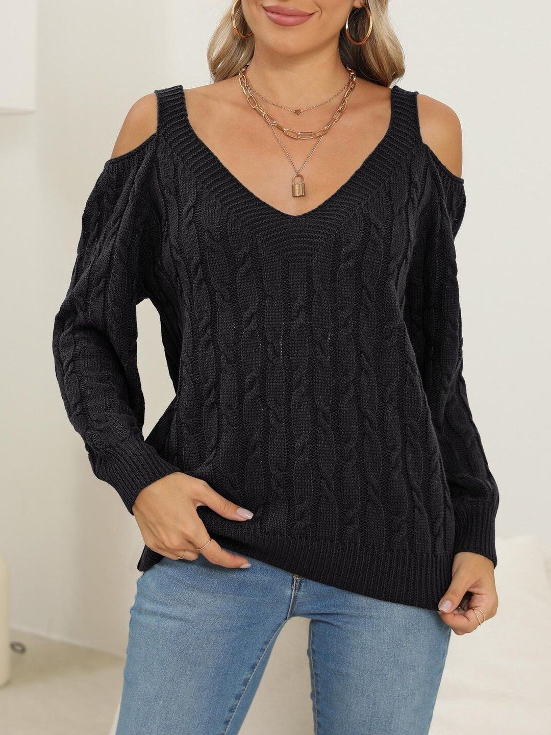 Women Cable Knit Pullover