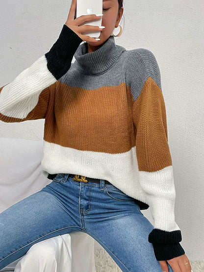 Colourblocked Pullover in Grey - Nowi Korean Fashion
