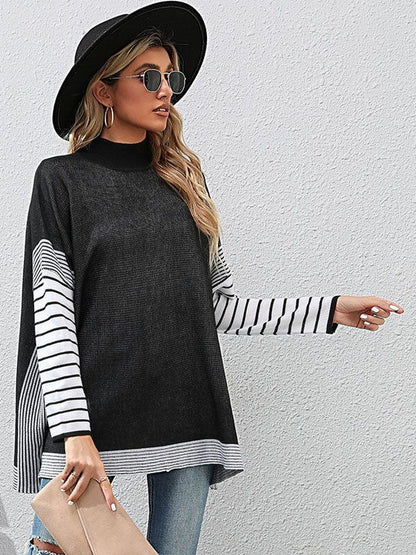 Women's Black Colourblocked Pullover Blend Printed