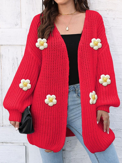 Women Longline Cardigan with Applique Detail