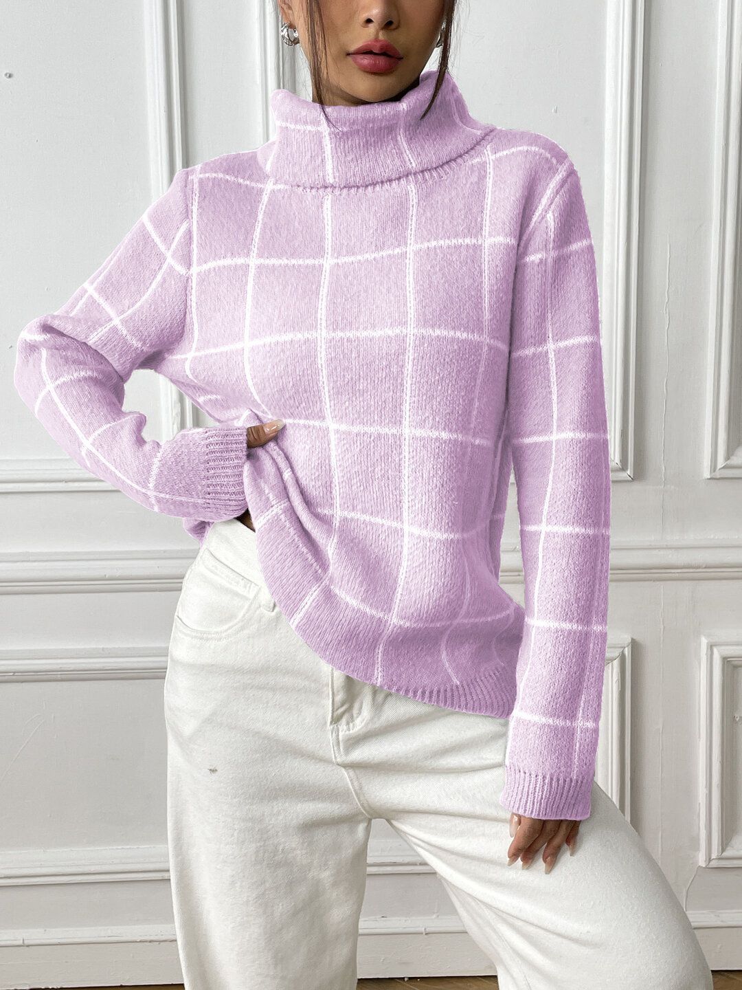 Women Checked Printed Pullover