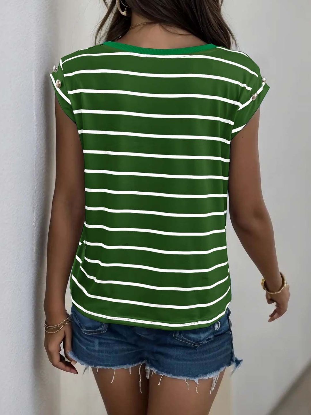 NOWI Striped Round Neck Top