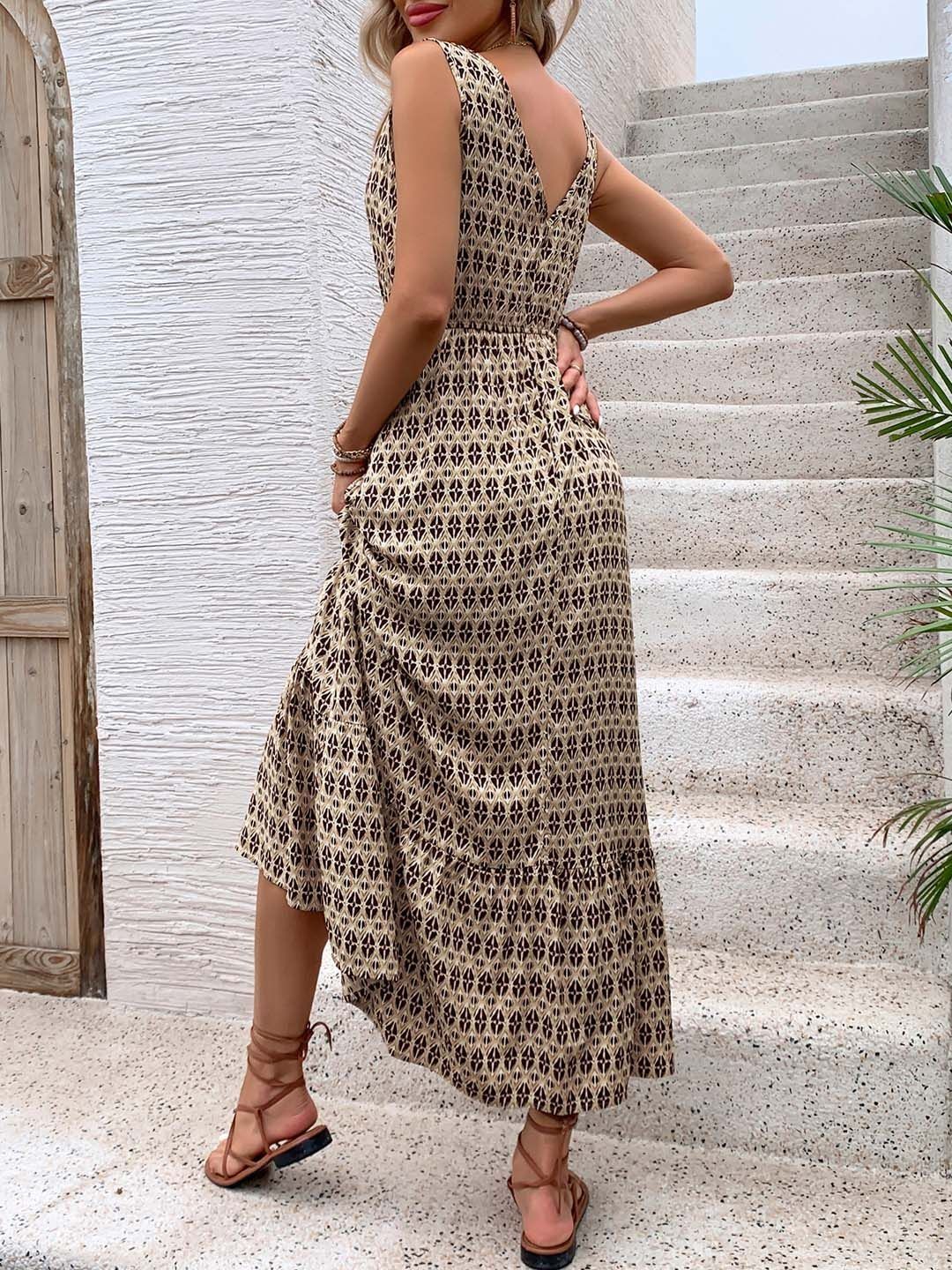 NOWI Printed Fit & Flare Maxi Dress