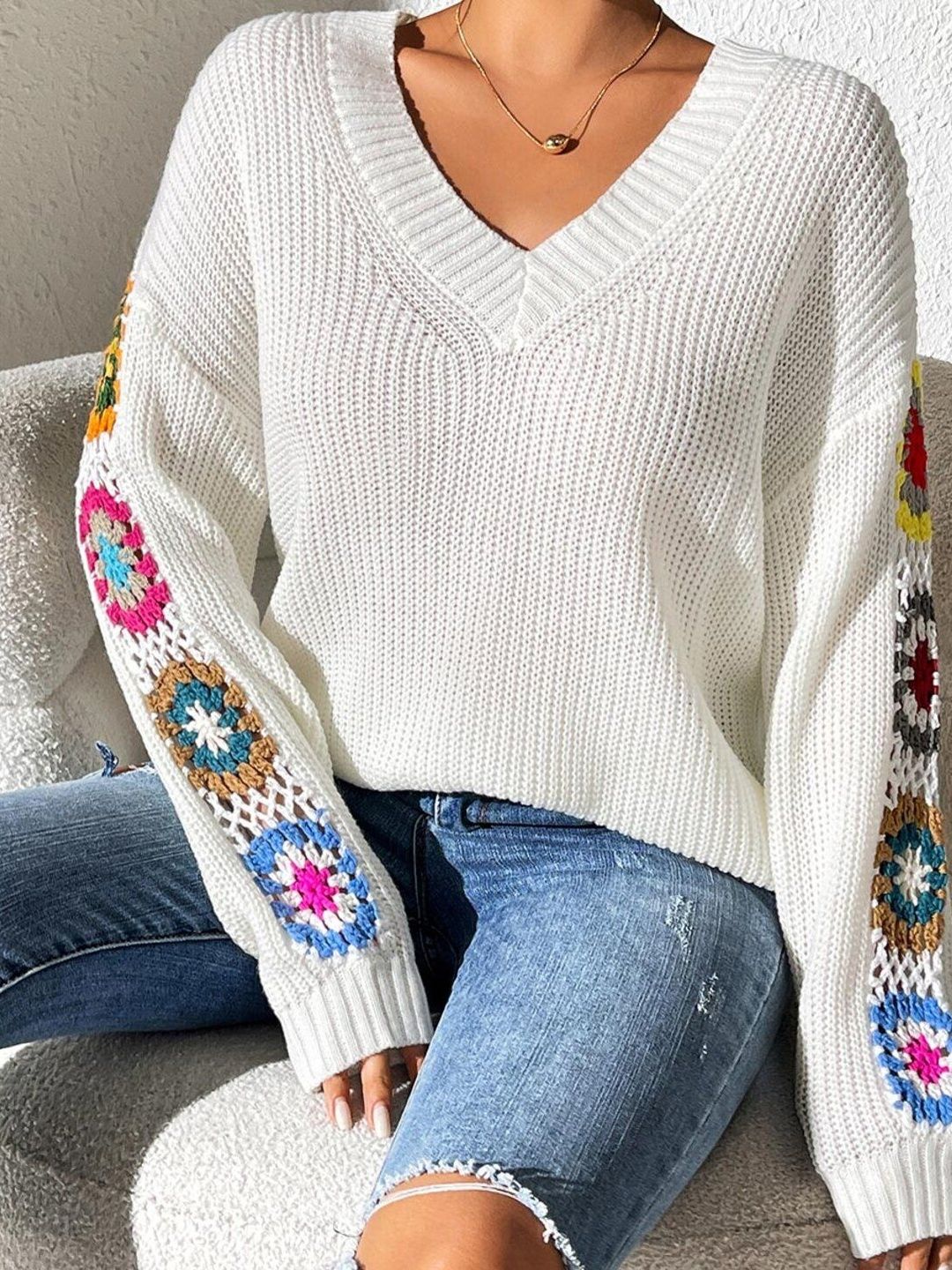 Women Colourblocked Ribbed Pullover