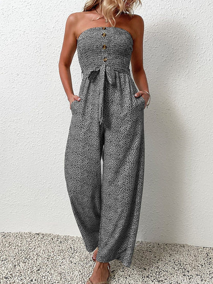 Strapless Printed Basic Jumpsuit
