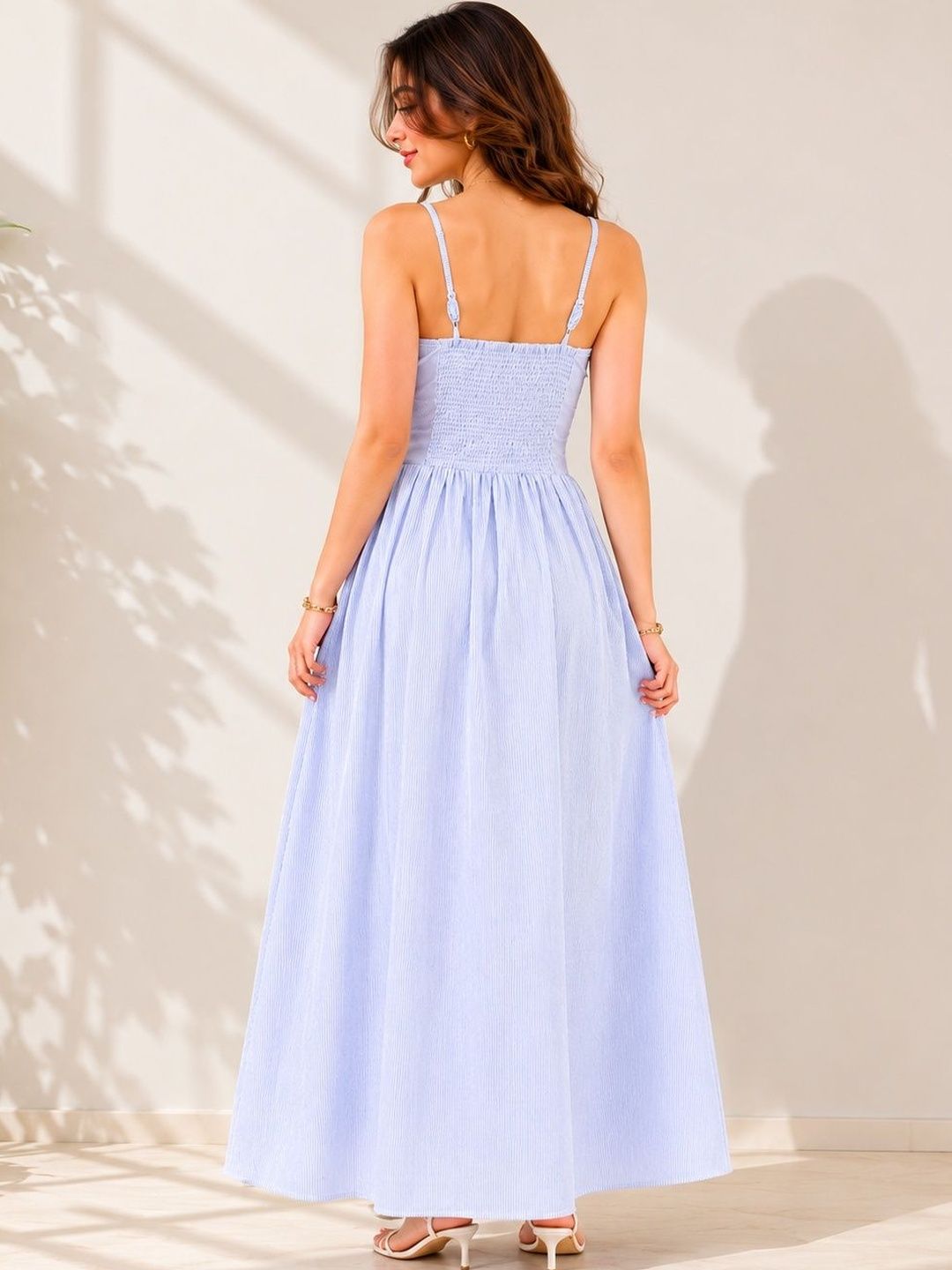 Striped A-Line Maxi Dress