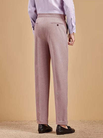 Men Straight Fit Wrinkle Free Pleated Trousers