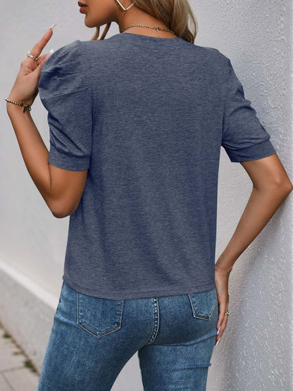 NOWI Round Neck Puff Sleeve Top