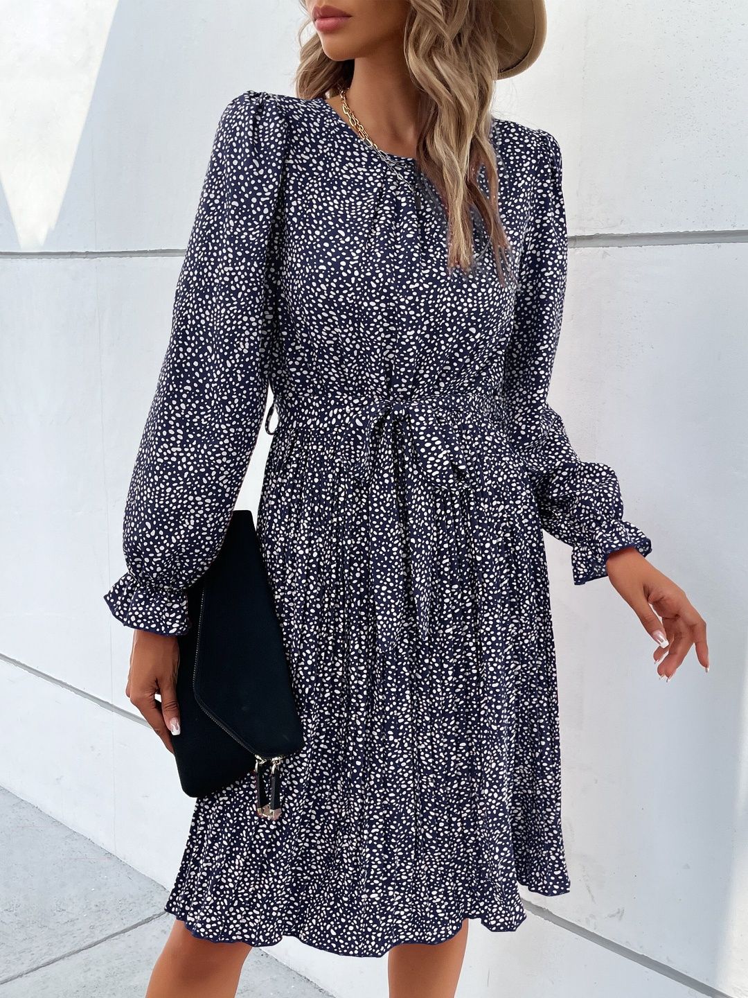 Women's Grey Nowi Print Fit & Flare Dress