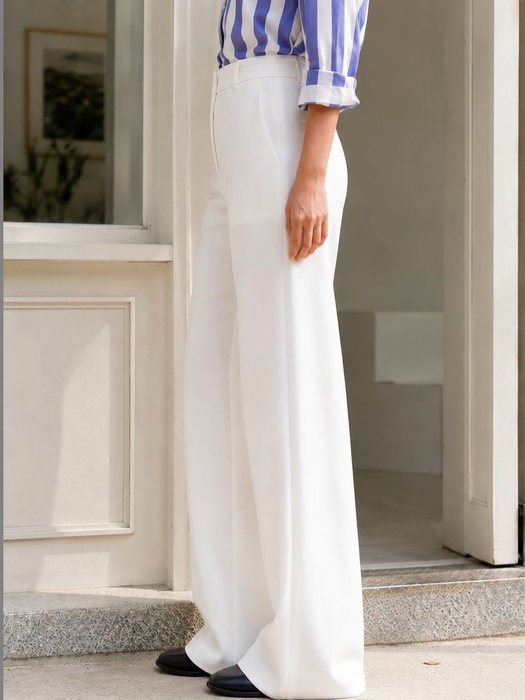 Women Relaxed Straight Leg Straight Fit Wrinkle Free Trousers