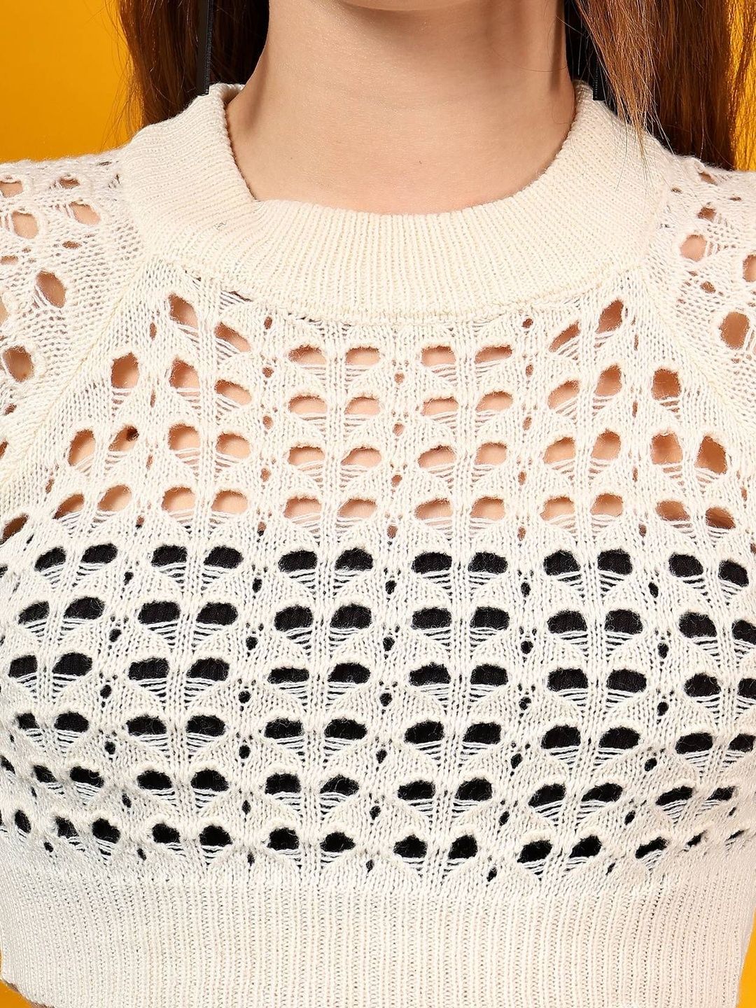 NOWI Women Woollen Crop Pullover