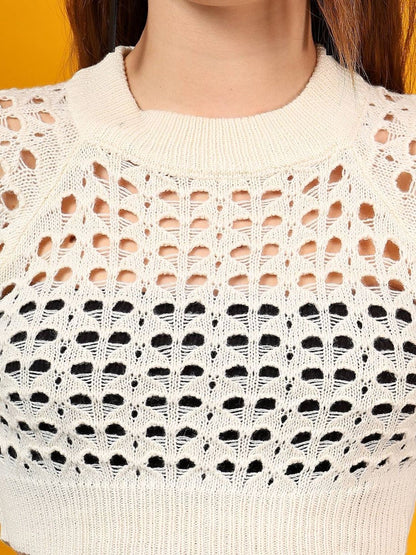 NOWI Women Woollen Crop Pullover