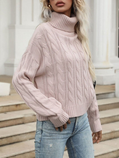Women's Pink Cable Knit Pullover