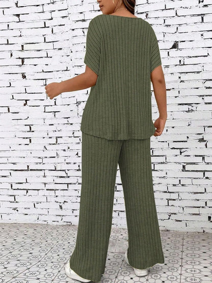 NOWI Women Round Neck Top & Trousers Co-Ords