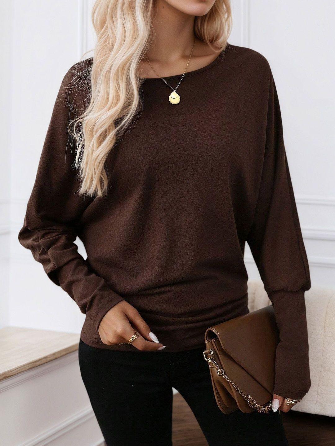 NOWI Batwing Sleeve Cotton Top