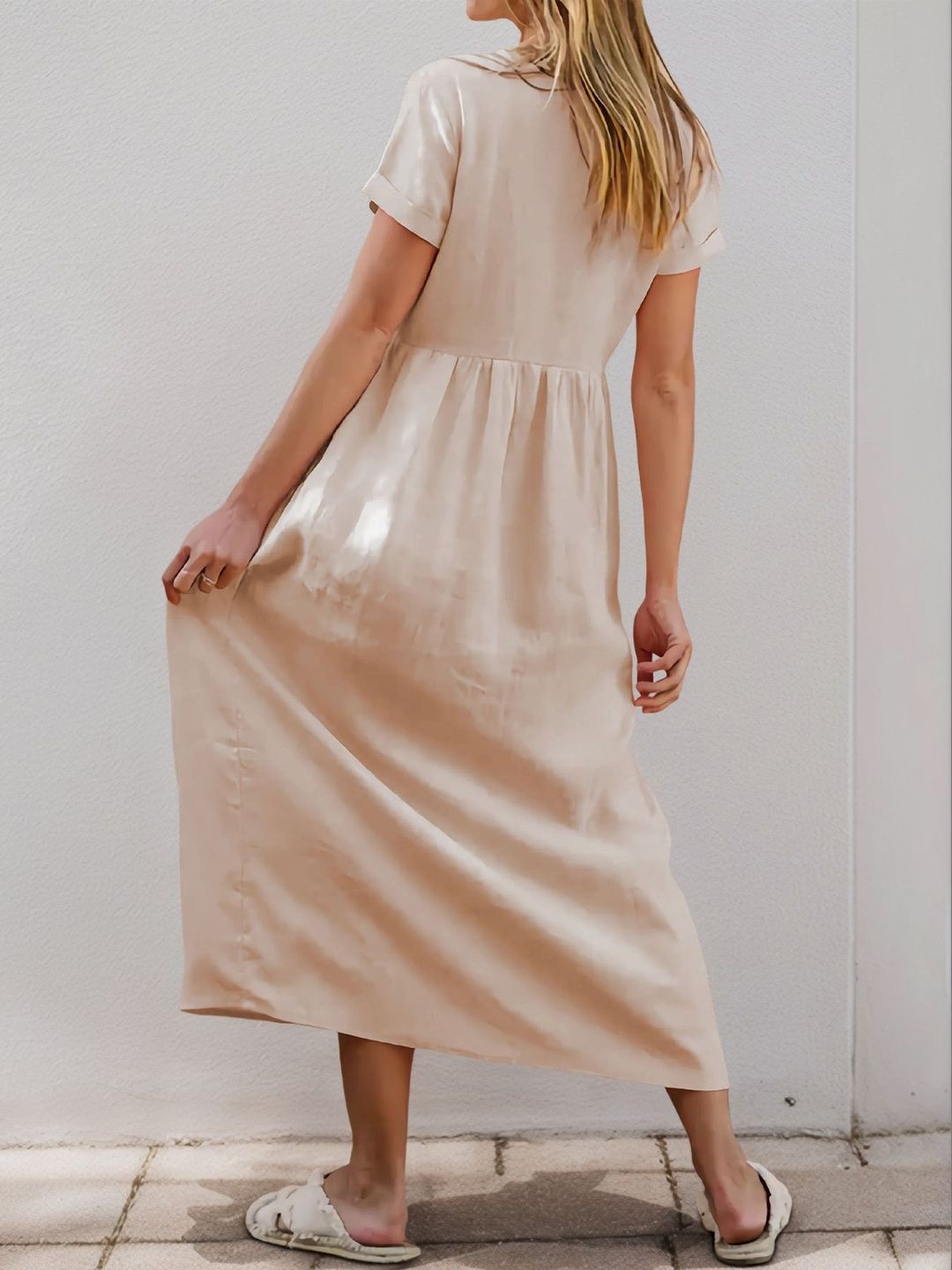 Linen A-Line Midi Dress
