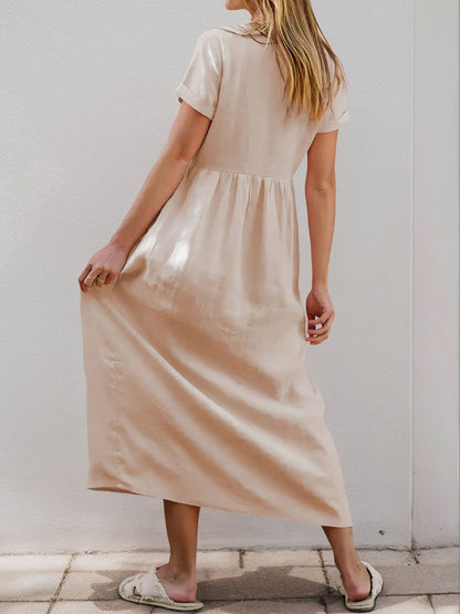 Linen A-Line Midi Dress