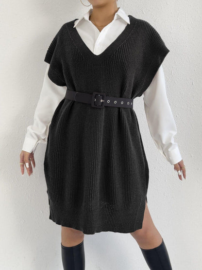 Women Ribbed Longline Sweater Vest