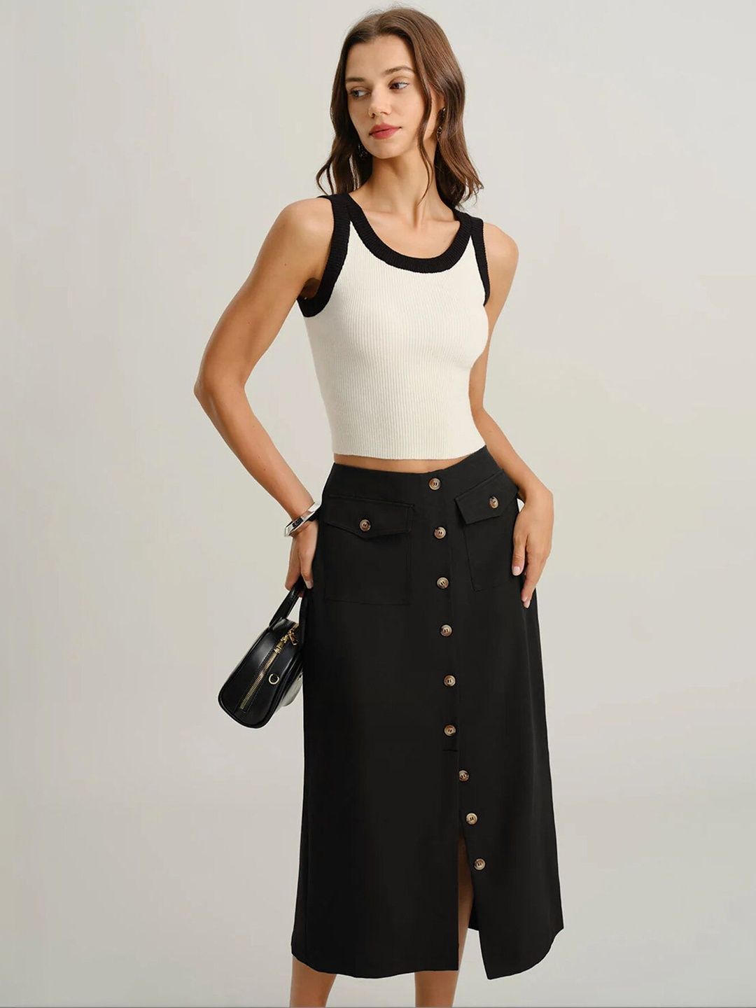 Midi Skirt with Front Split
