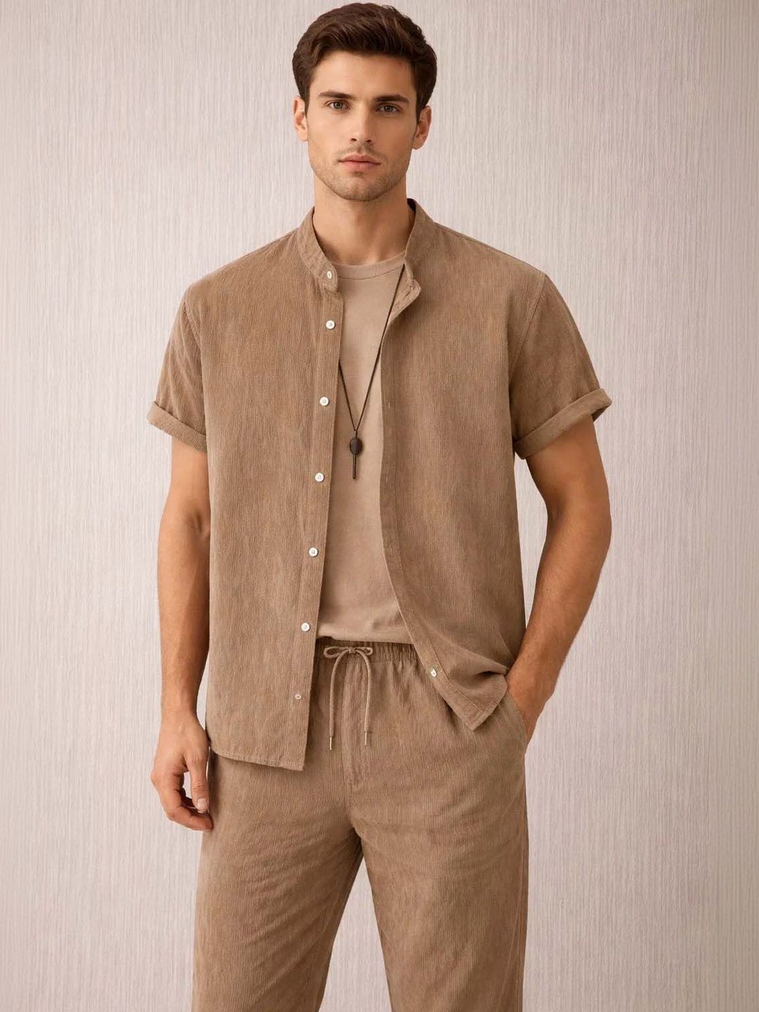 Shirt Collar Shirt With Trousers Co-Ords