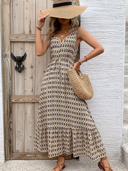 Print Fit & Flare Maxi Dress