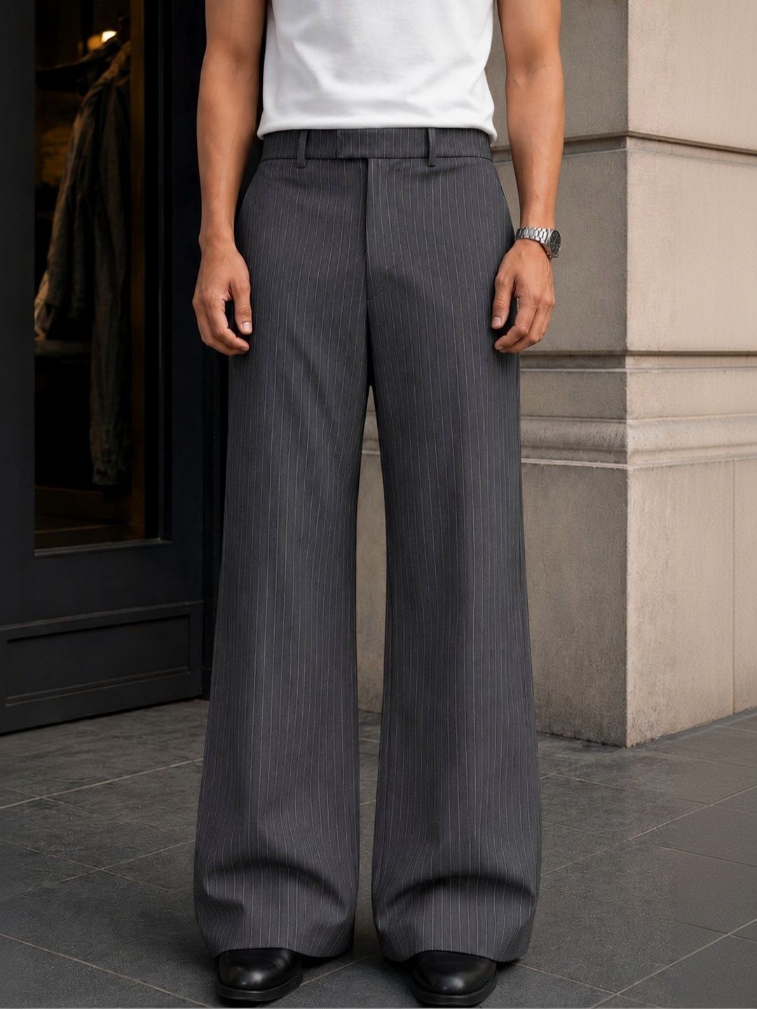 Men Striped Relaxed Trousers