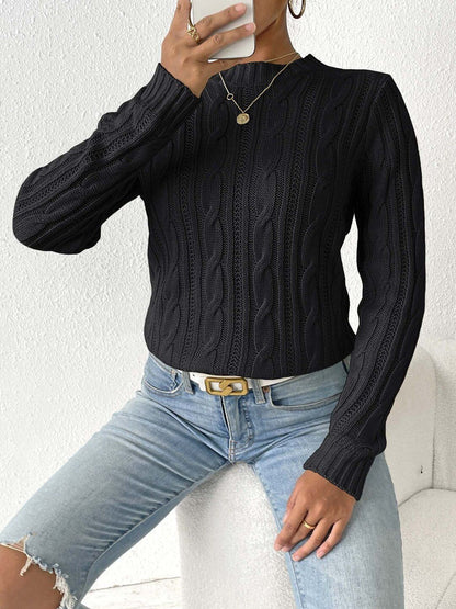 Women Cable Knit Ribbed Pullover