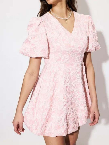 Puff Sleeve Fit & Flare Mini Dress